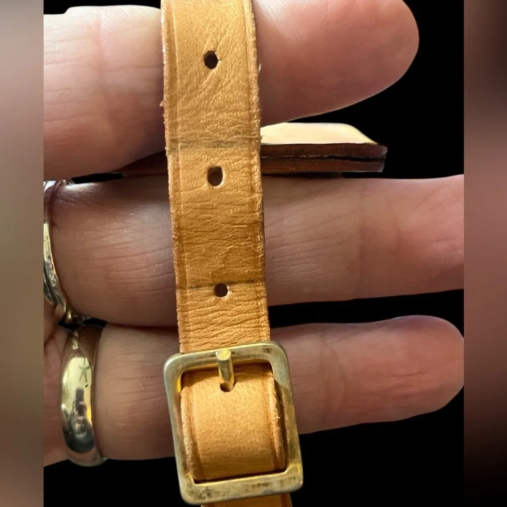 Authentic Louis Vuitton Tan Leather Luggage Travel Tag and Strap - Picture 10 of 12